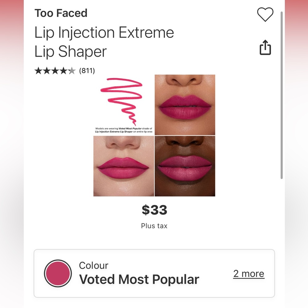 New Too Faced Lip Injection Extreme Lip Shaper Voted Most Popular